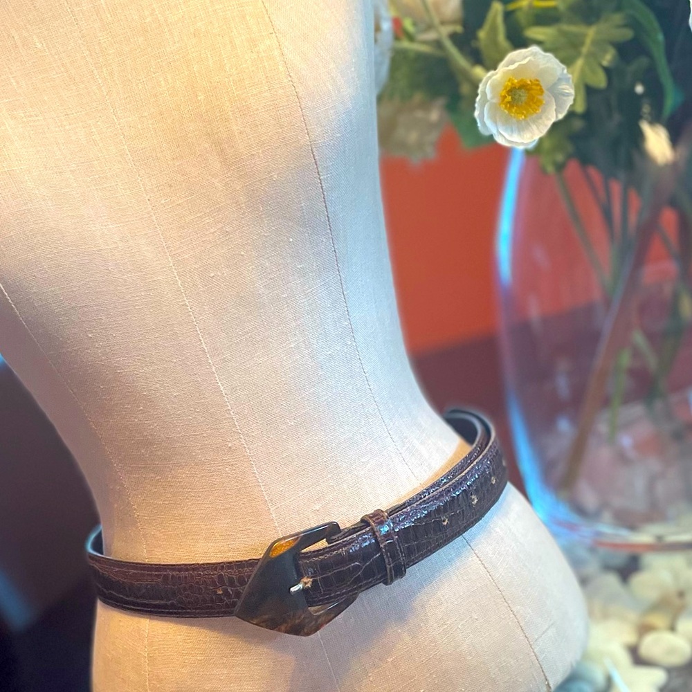 90s Vintage Matisse Croc Embossed Leather Belt